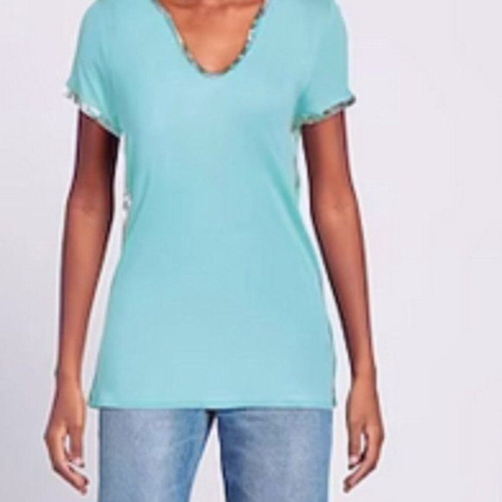 Zadig & Voltaire Zadig & Voltaire Tino Turquoise and Silver Foil Tee M Size M / US 6-8 / IT 42-44 - 2 Thumbnail