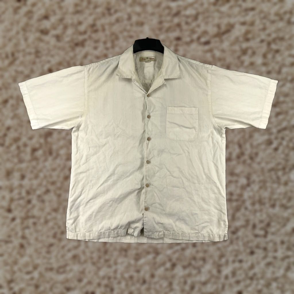 Tommy Bahama Tommy Bahama Shirt Men Large Beige Button-Up 100% Silk Hawaiian Pocket Vacation Size US L / EU 52-54 / 3 - 1 Thumbnail