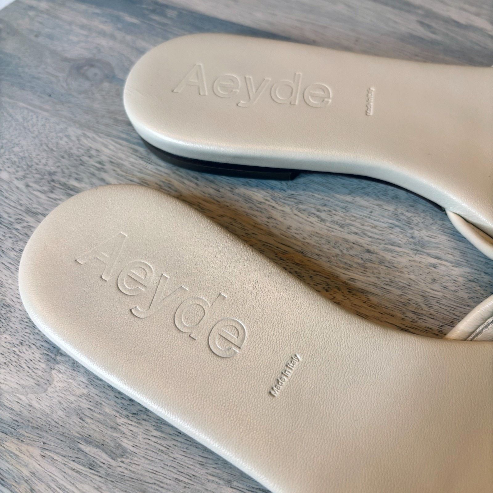 aeyde Aeyde Sandals Cream Nappa Leather Flat Slip On Italy 38 US 8 Size US 8 / IT 38 - 7 Thumbnail