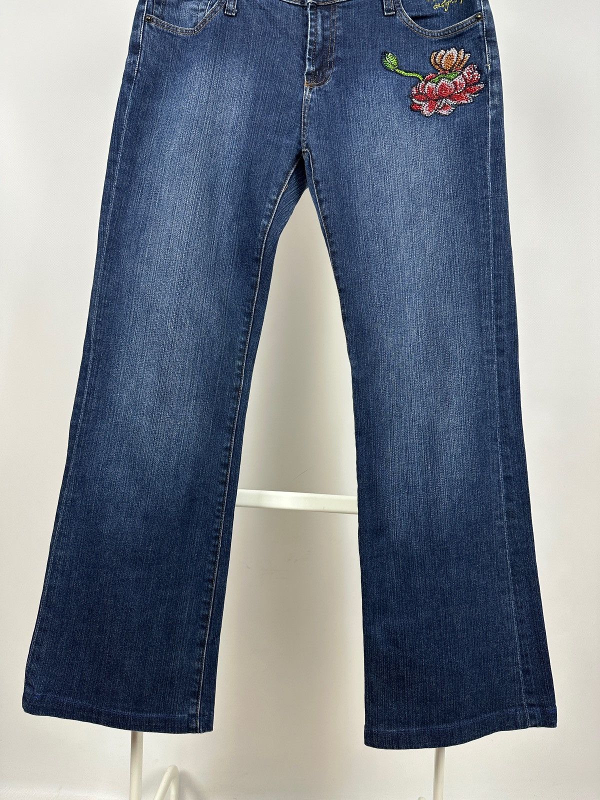 Ed Hardy Ed Hardy Rhinestones Flowers Denim Jeans Pants Size 31" - 11 Thumbnail
