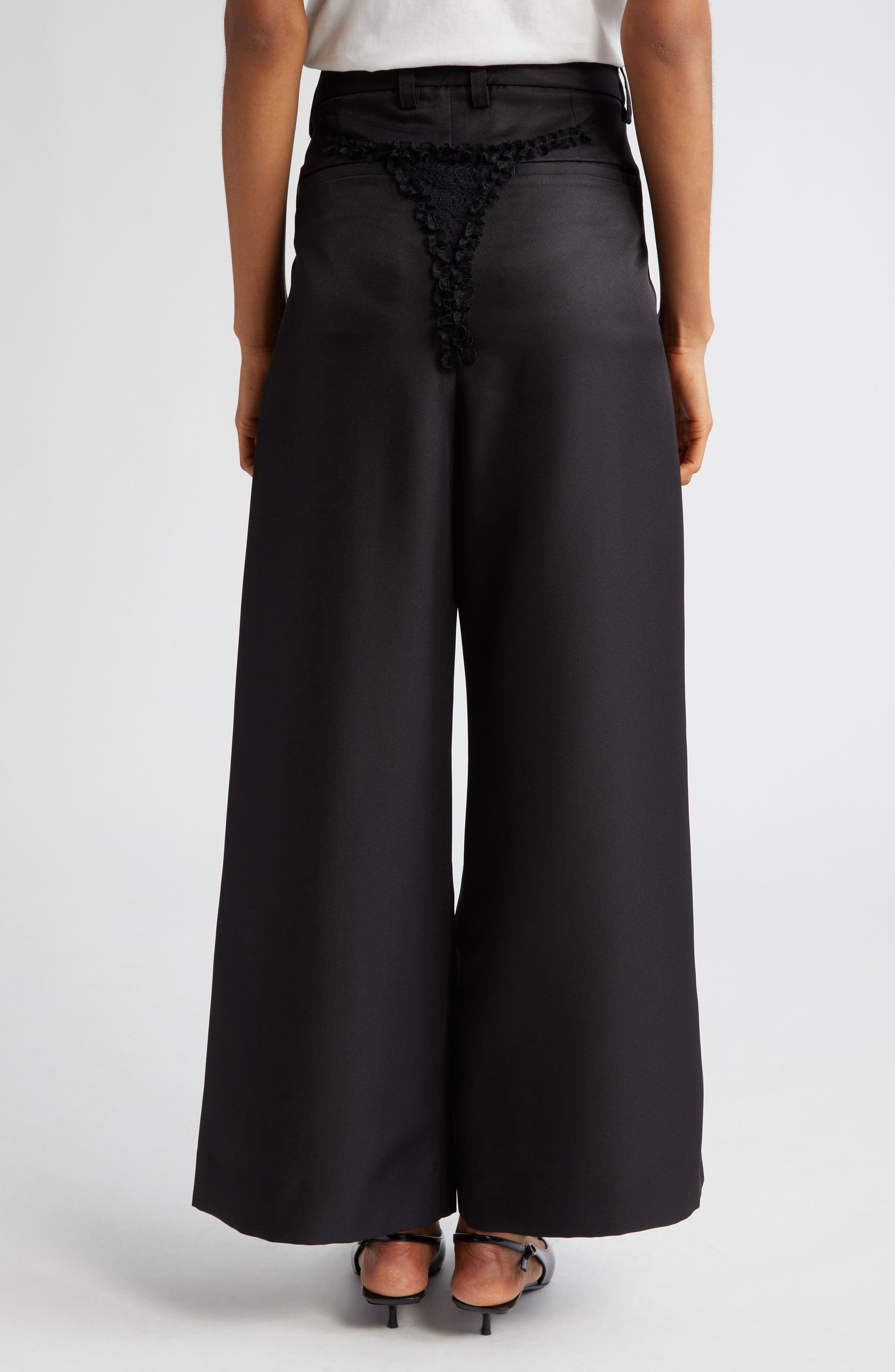 Vaquera $650 Vaquera Underwear Detail Wide Leg Woven Satin Pants Size 29" - 4 Thumbnail