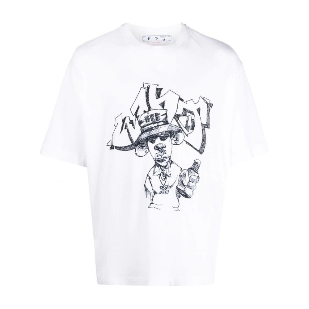 Off-White o1gr1nt0425 Graff Freest Over Skate T-Shirt in White Size US M / EU 48-50 / 2 - 1 Thumbnail