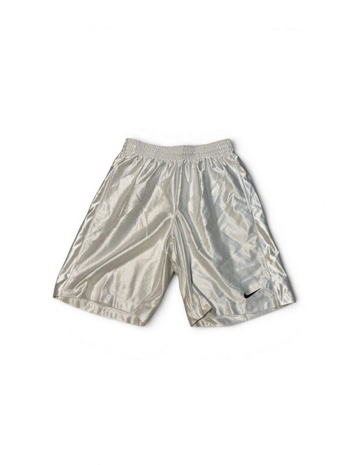 Nike Vintage Basketball Shorts White Shiny Dazzle Y2K Baggy