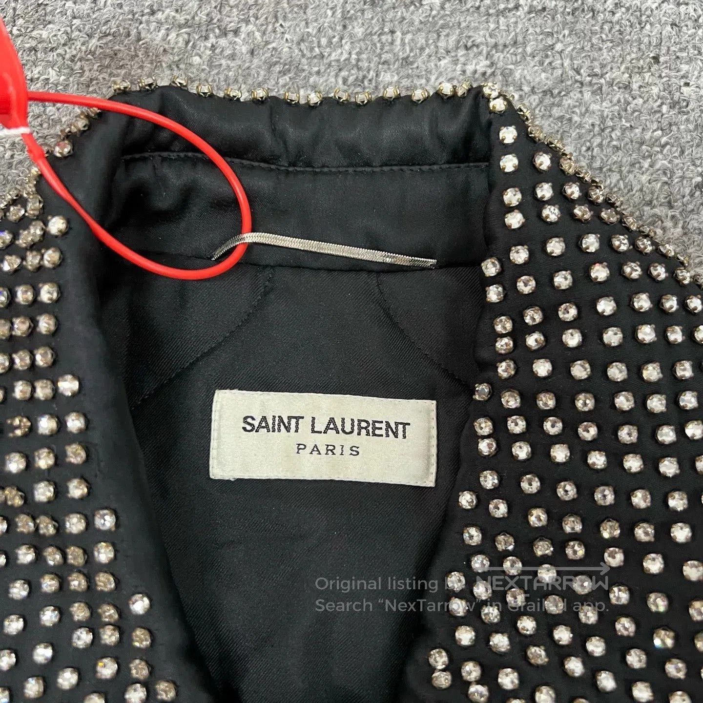 Saint Laurent Paris Saint Laurent Rhinestone Lapel Satin Baseball Jacket. Size US S / EU 44-46 / 1 - 3 Thumbnail