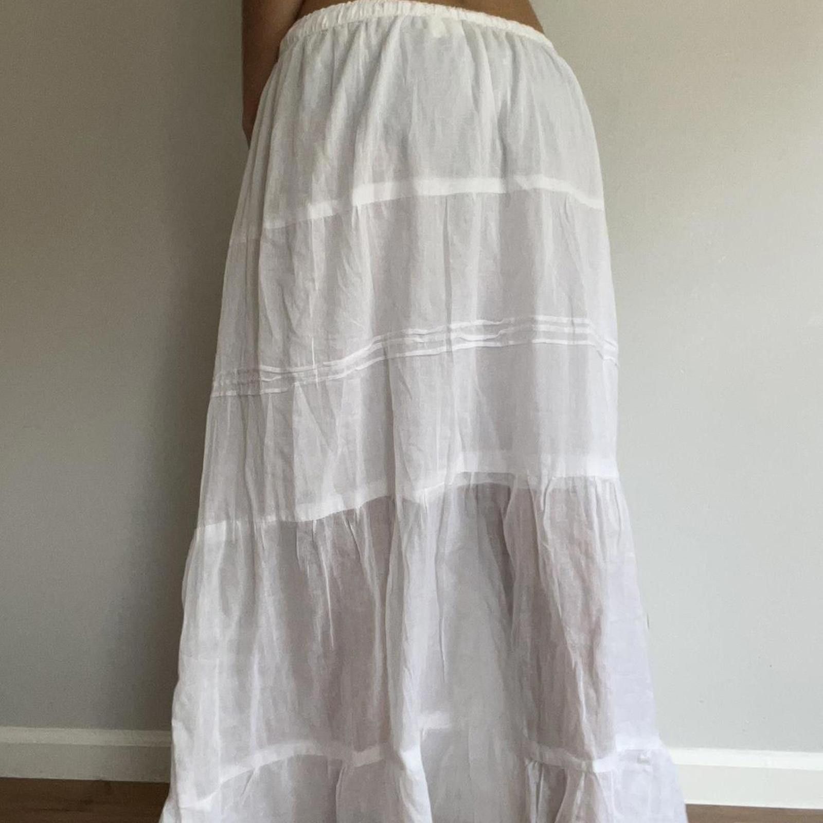 Ann Taylor White maxi skirt with elastic waistband #maxiskirt Size 30" / US 8 / IT 44 - 4 Thumbnail