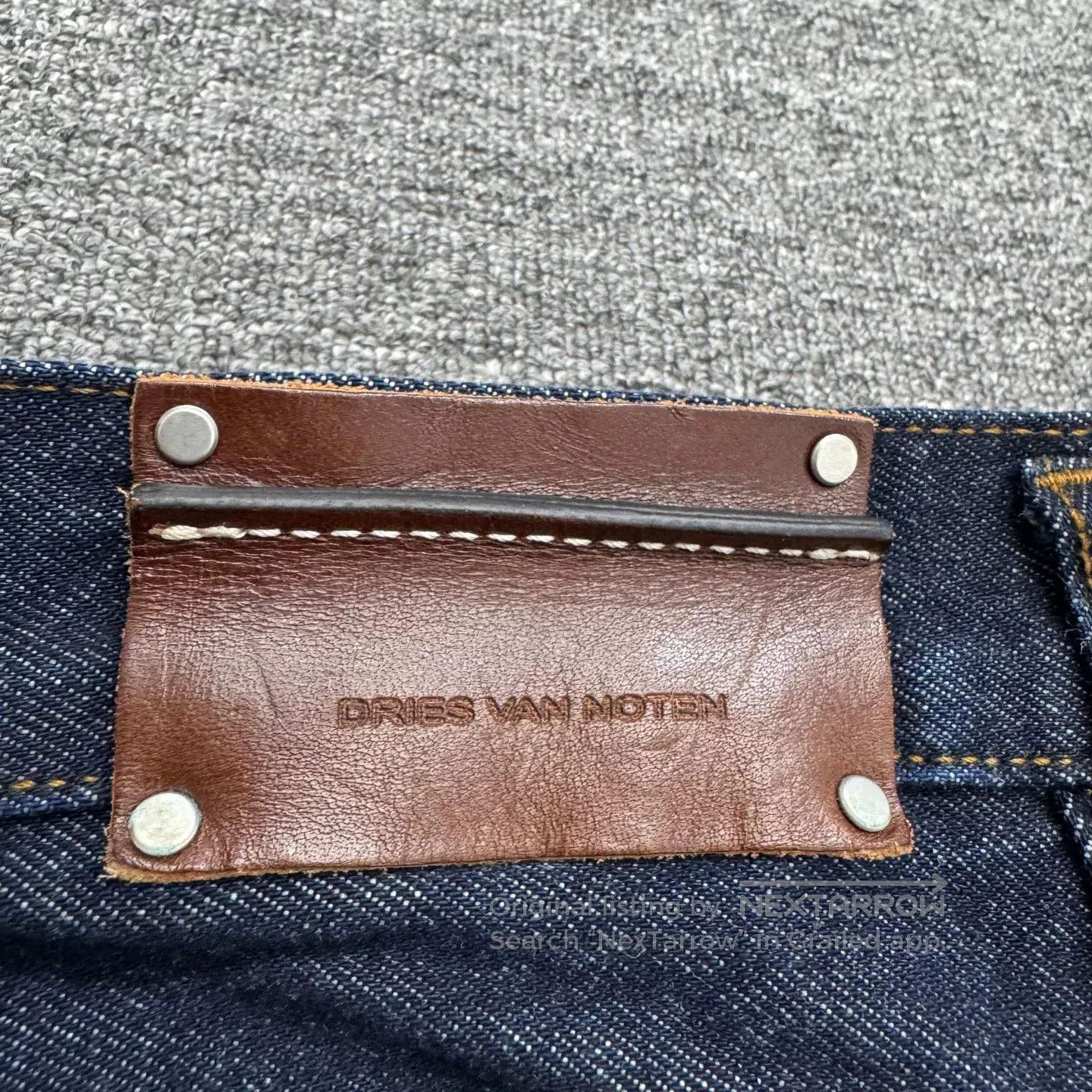Dries Van Noten Dries Van Noten Leather Patch Wide-Leg Jeans. Size US 30 / EU 46 - 7 Thumbnail