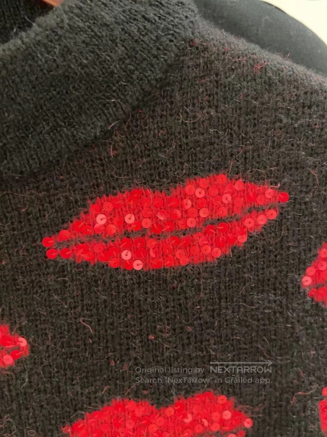 Saint Laurent Paris Saint Laurent Black Sequin Lip Sweater. Size S / US 4 / IT 40 - 3 Thumbnail