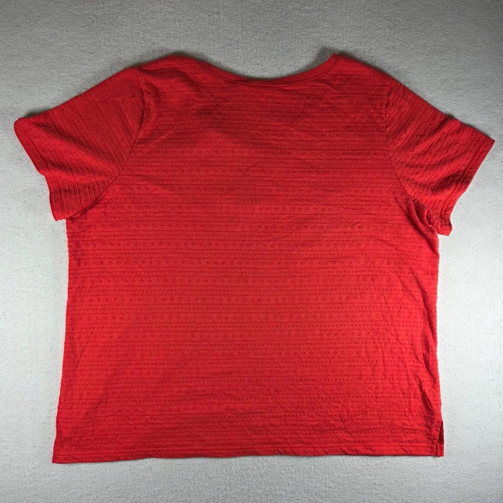 Designer White Stag Womens Short Sleeve Henley Plus 18W/20W Red Top Size XXL / US 16-18 / IT 52-54 - 7 Thumbnail