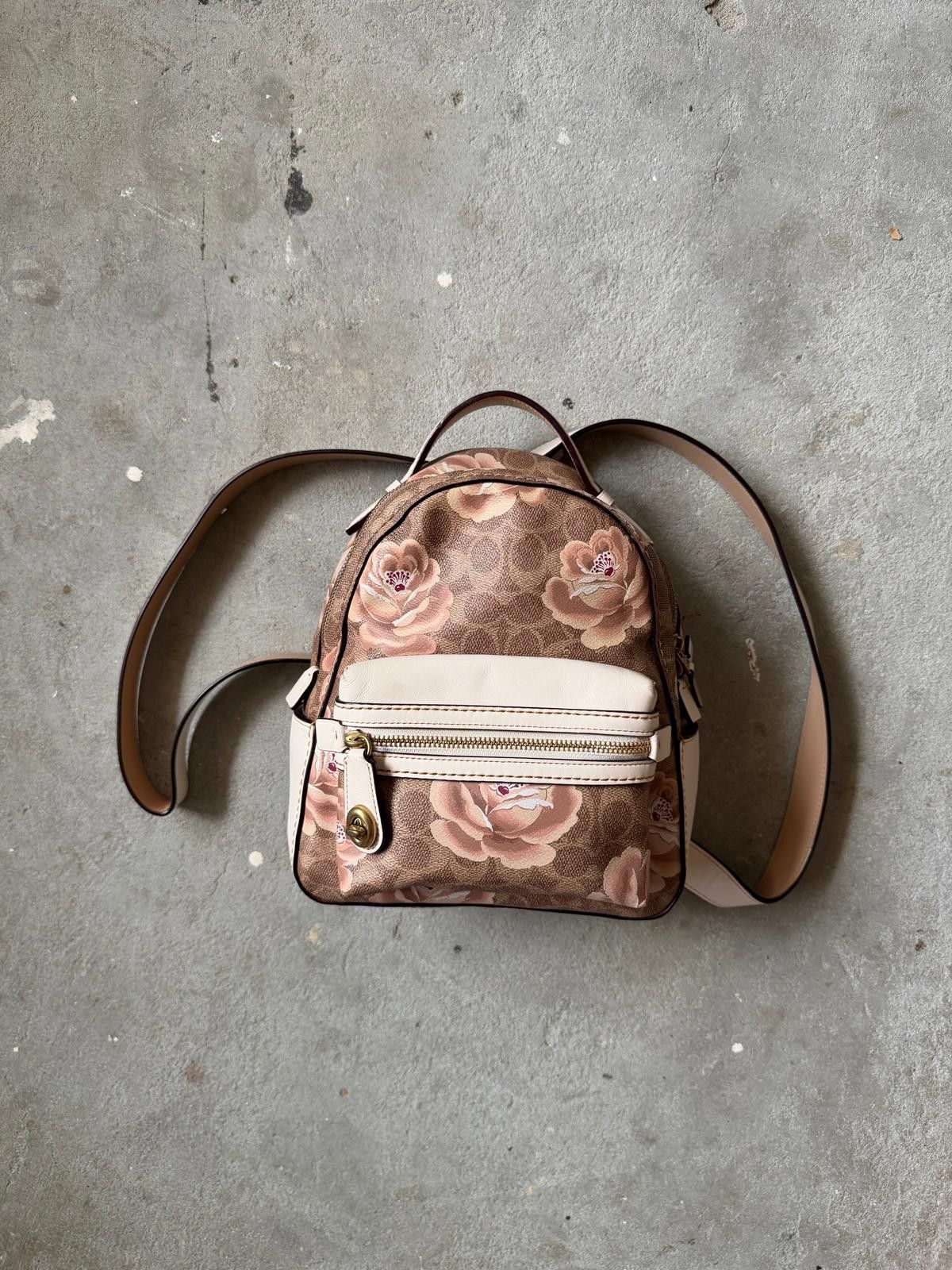 Coach Coach Signature Rose Backpack Brown/White Size ONE SIZE - 1 Thumbnail