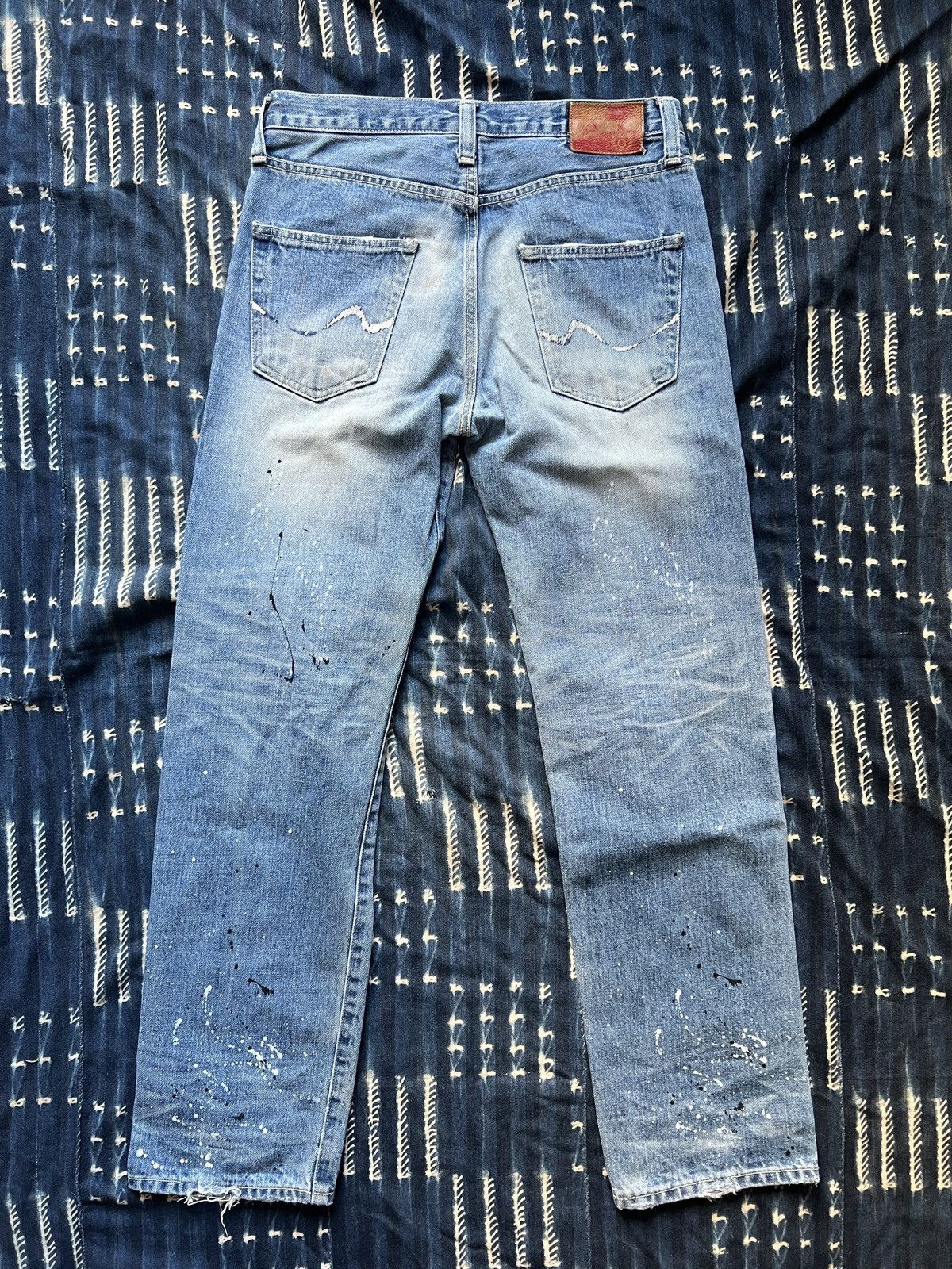 Japanese Brand Selvedge Denim Dirty Painting Jeans Celine RRL Visvim Size US 30 / EU 46 - 2 Thumbnail