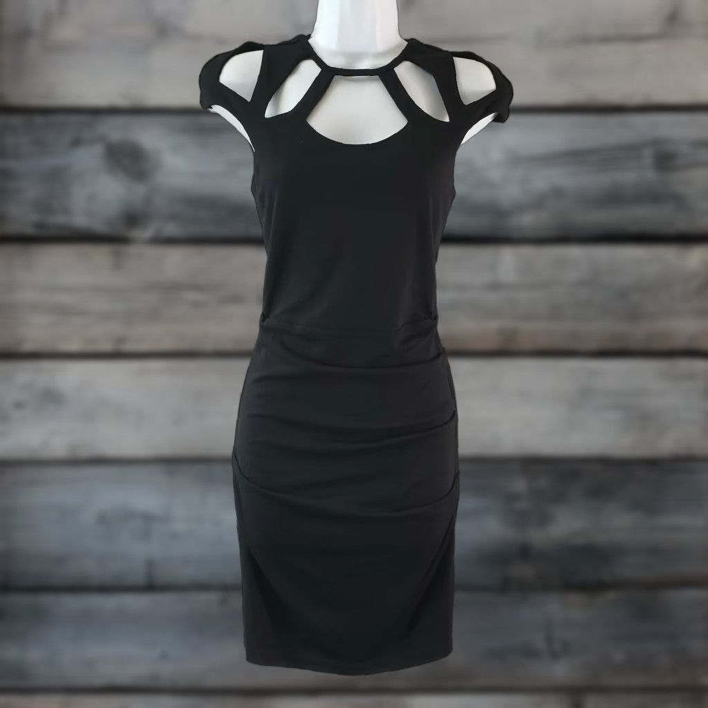 Vintage Talulah Womens Sheath Dress XS Solid Black Rayon Blend Cutouts Short Vintage: No (adjusted) Size XS / US 0-2 / IT 36-38 - 1 Thumbnail