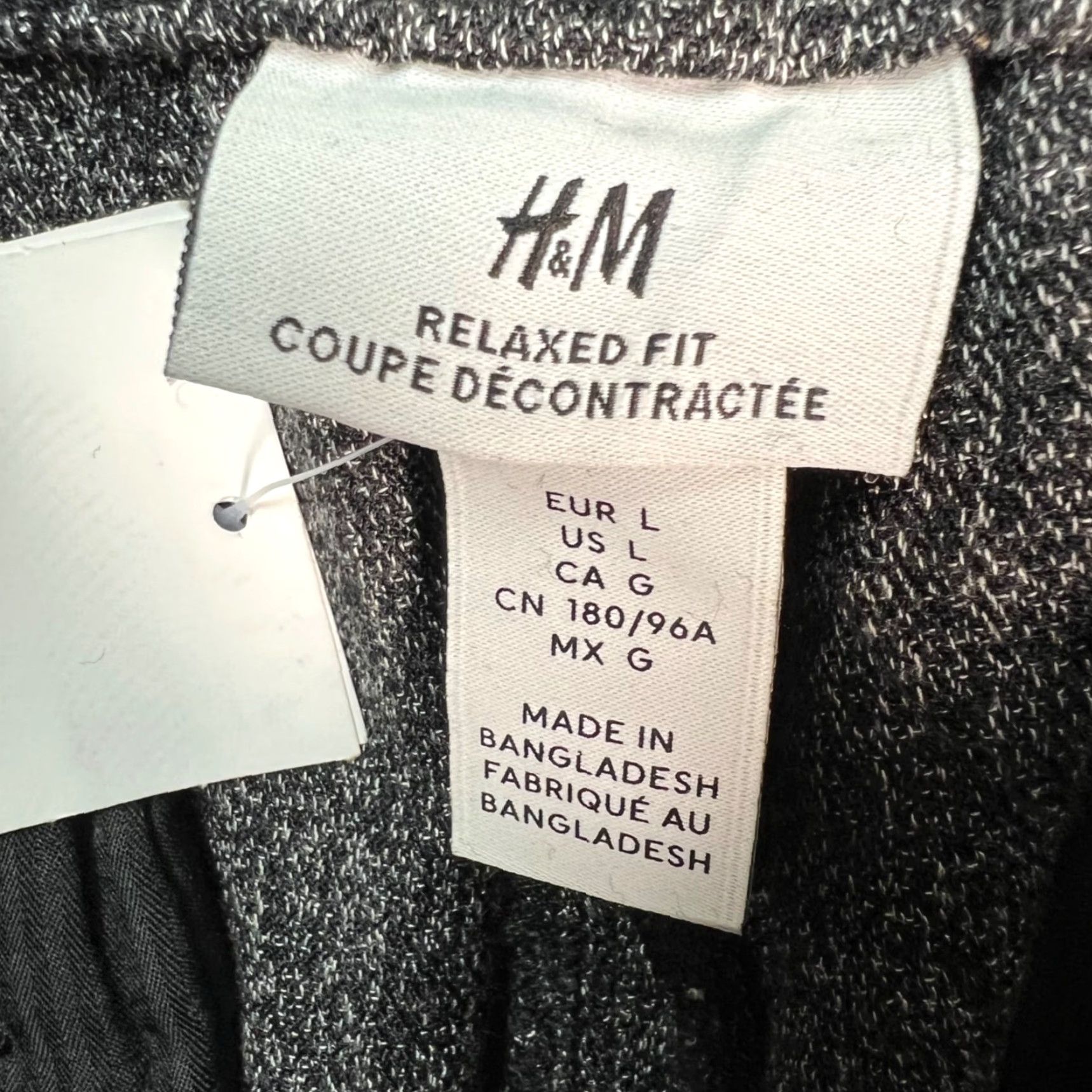 H&M H&M Mens Size Large Charcoal Gray Relaxed Fit Tweed Elastic Waist Chino Pants Size 36" / US 14 / IT 50 - 3 Thumbnail