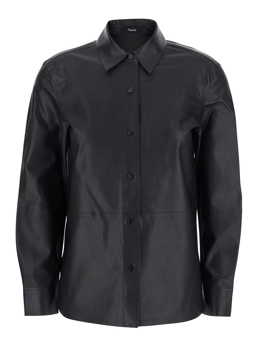 Theory Black Jacket with Classic Collar and Front Button Closure in Leather Woman Size XS / US 0-2 / IT 36-38 - 1 Thumbnail