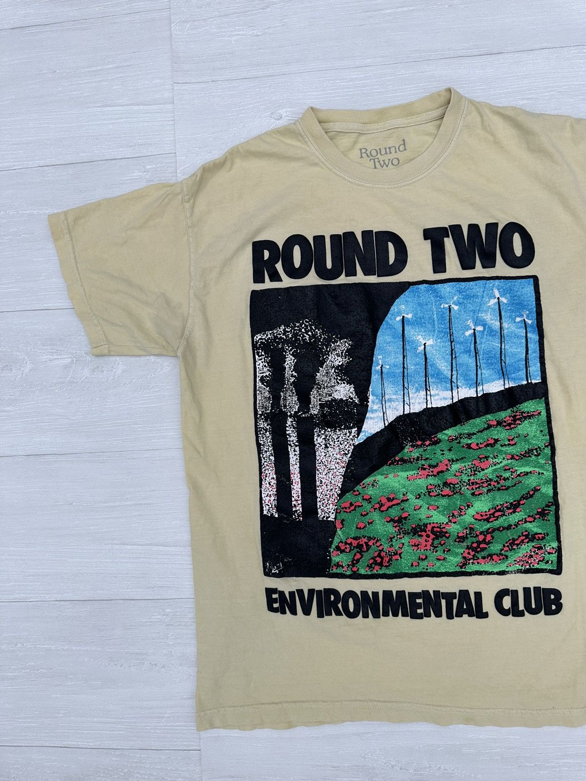 Round Two Yellow Puff Print 