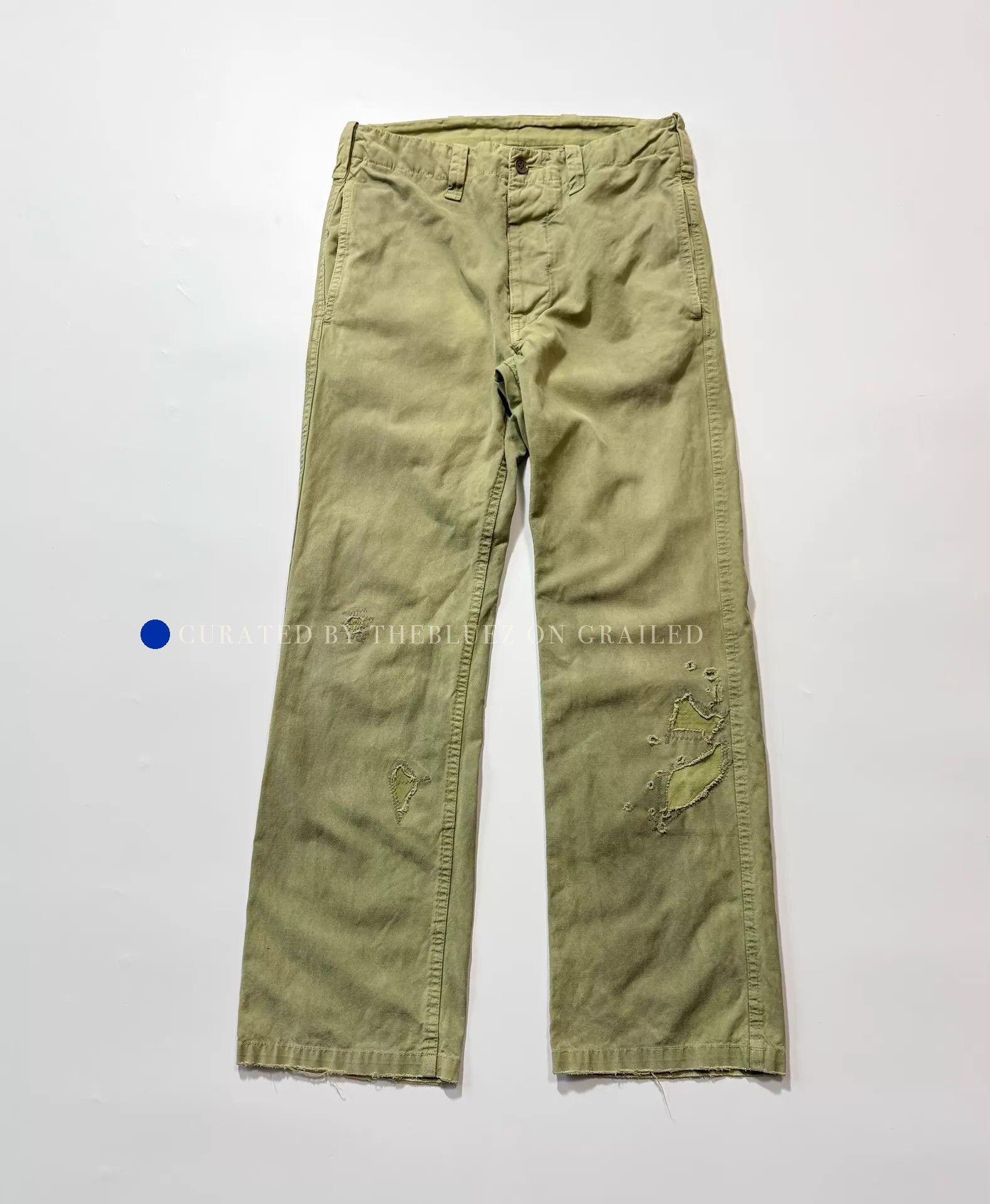 Visvim Distressed Flare Green Casual Pants Size US 30 / EU 46 - 1 Thumbnail
