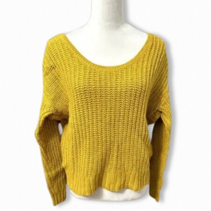 Other Kaisely Sweater Cropped Open Back Waffle Knit Mustard Small Size S / US 4 / IT 40 - 1 Thumbnail