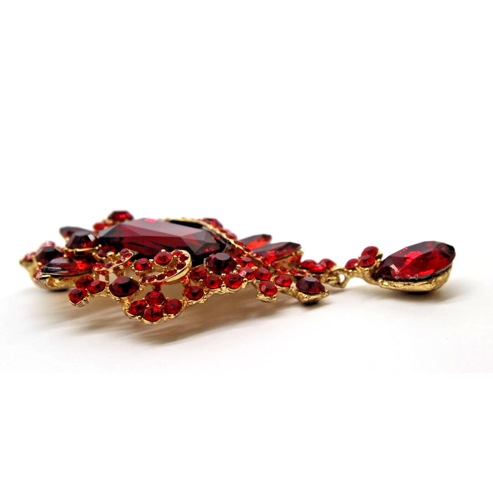Other Emerald-Cut Red Rhinestone Brooch Pendant Marquis Tear Drop Size ONE SIZE - 4 Thumbnail