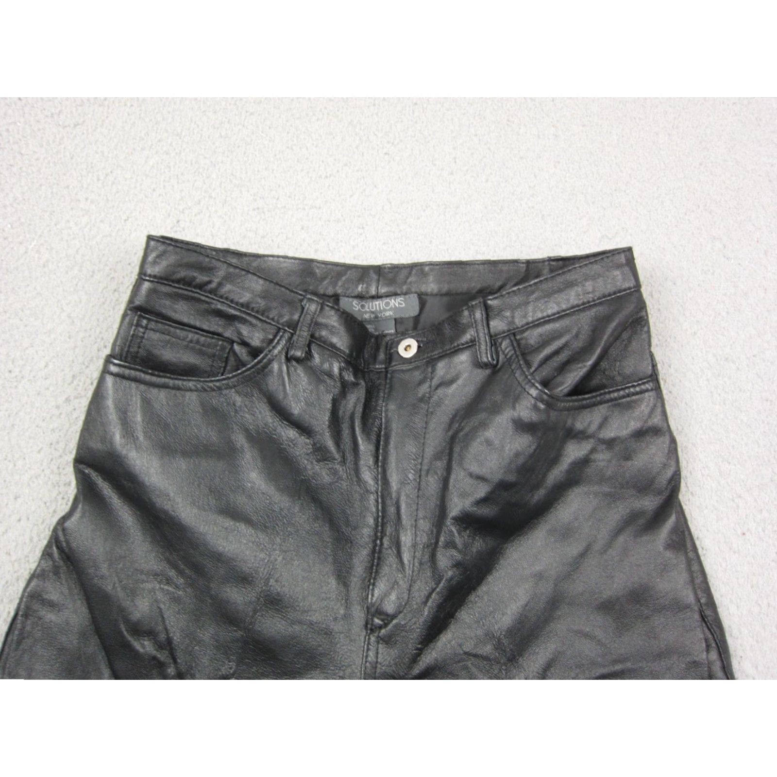 Vintage VINTAGE SOLUTIONS New York Leather Pants Womens 8 Black Straight Ankle Pockets Mens Size 30" / US 8 / IT 44 - 3 Thumbnail