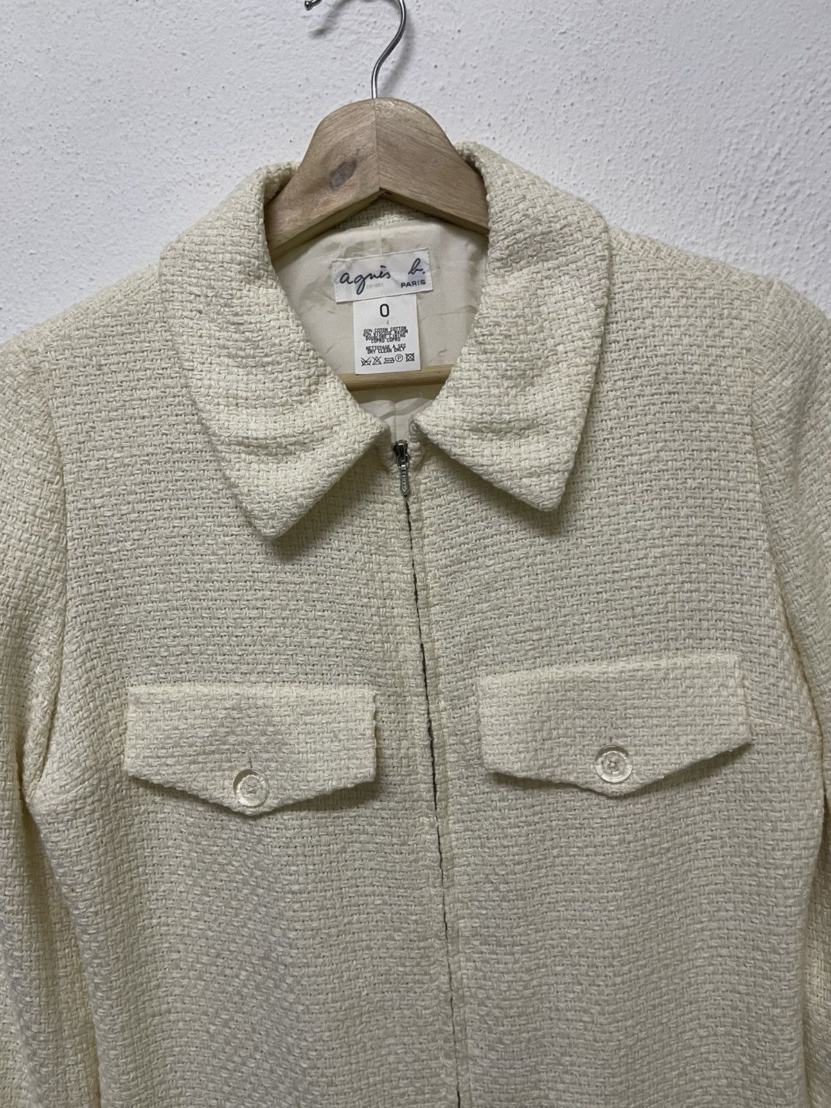 agnes b. 1990s AGNES B OFF-WHITE TEXTURED ZIPPER JACKET Size XS / US 0-2 / IT 36-38 - 5 Thumbnail