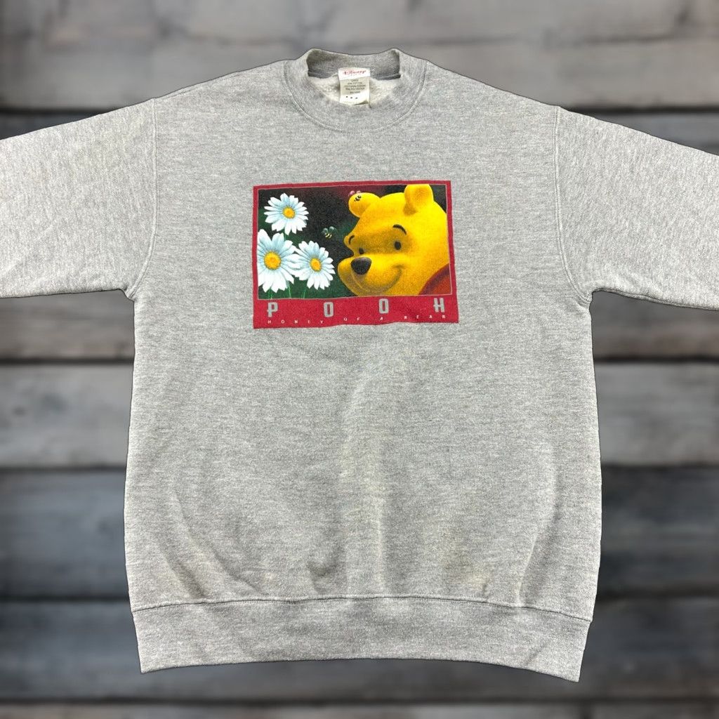 Disney VINTAGE Disney Winnie The Pooh Sweatshirt Mens Small Gray Pullover Box Logo 90s Size US S / EU 44-46 / 1 - 1 Thumbnail