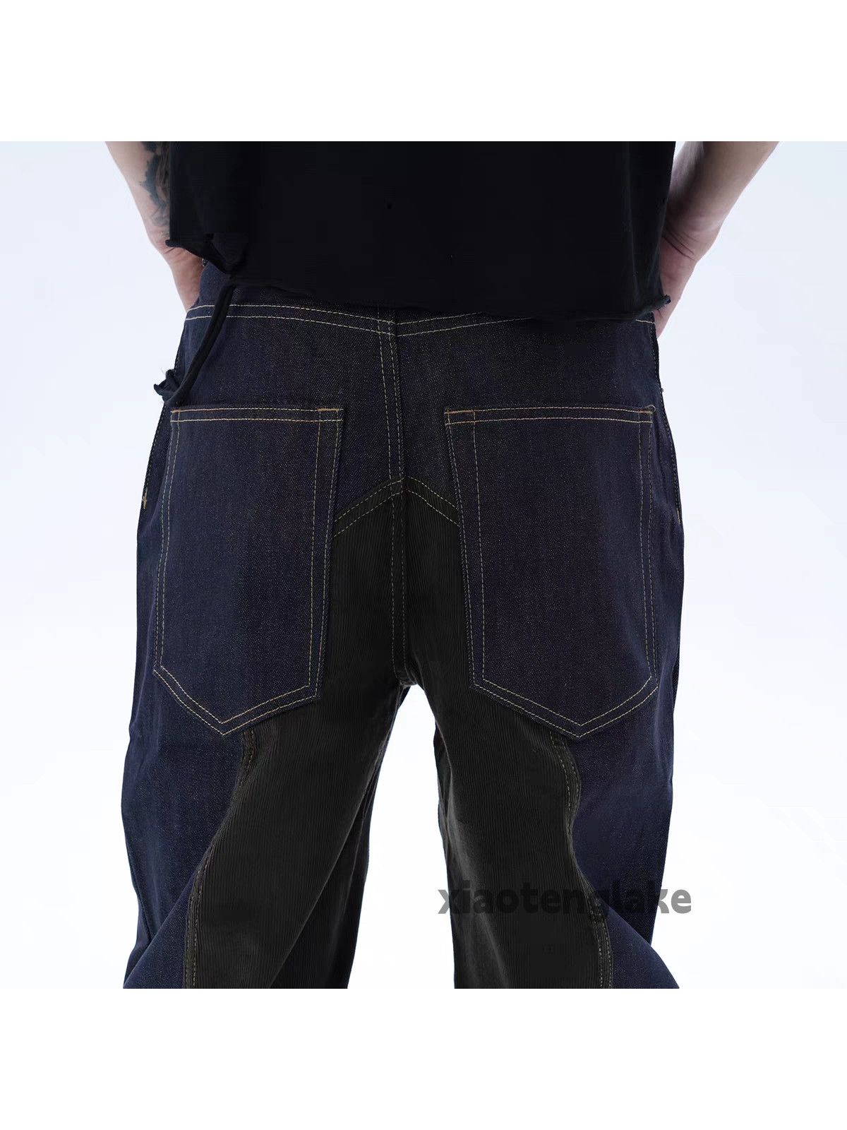 zx utility skate hiphop patchwork stack punk jeans