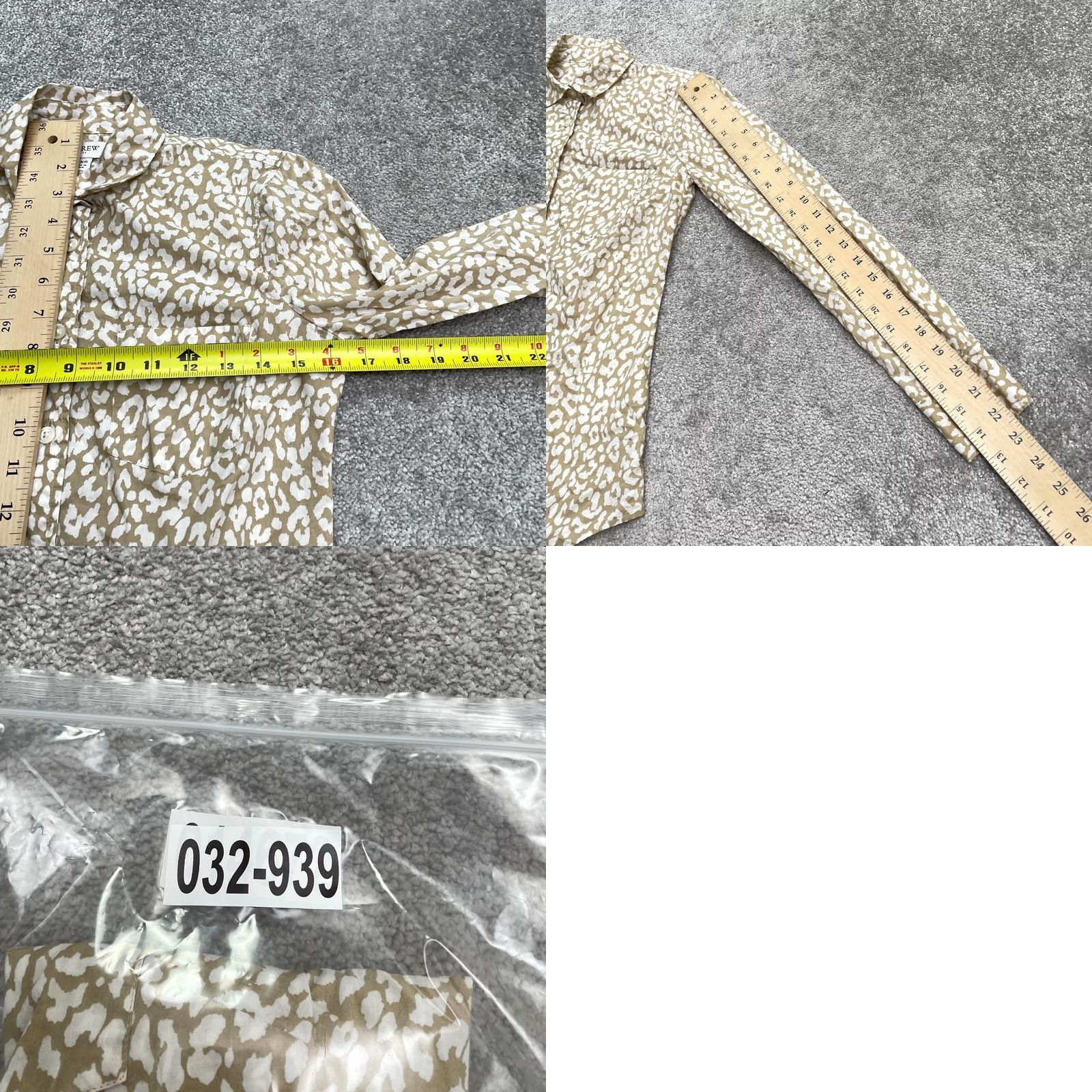 J.Crew J.CREW Animal Print Button-Down Shirt Womens XXS Brown White Long Sleeve Cotton Shirt Size XXS / US 00 / IT 34 - 9 Thumbnail