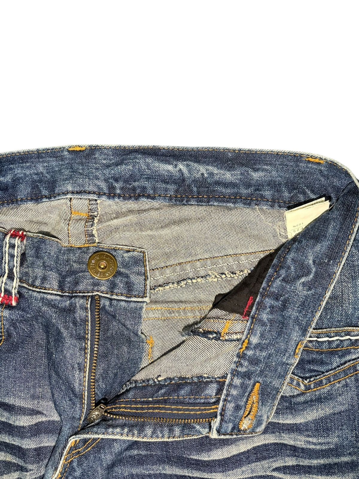 Tornado Mart Vintage Rattle Trap Sashiko Distress Curved Flare Jeans Size 32" / US 10 / IT 46 - 5 Thumbnail