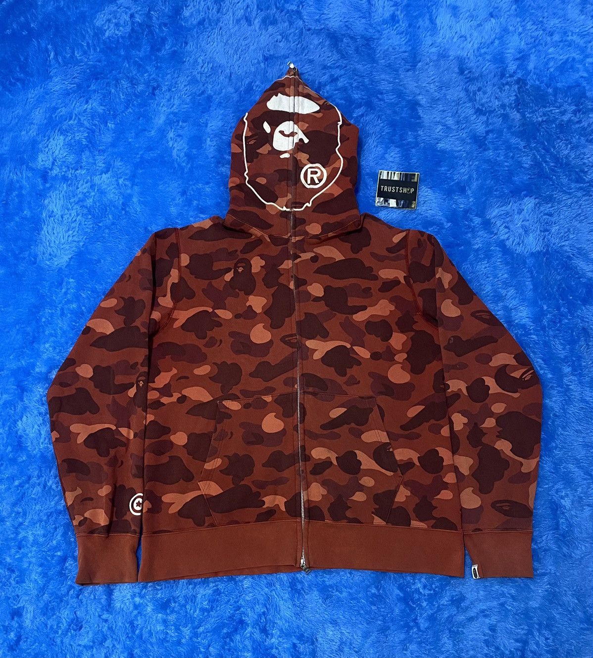 image of Bape Color Camo 2Nd Ape Full Zip Hoodie in Red, Men's (Size XL)
