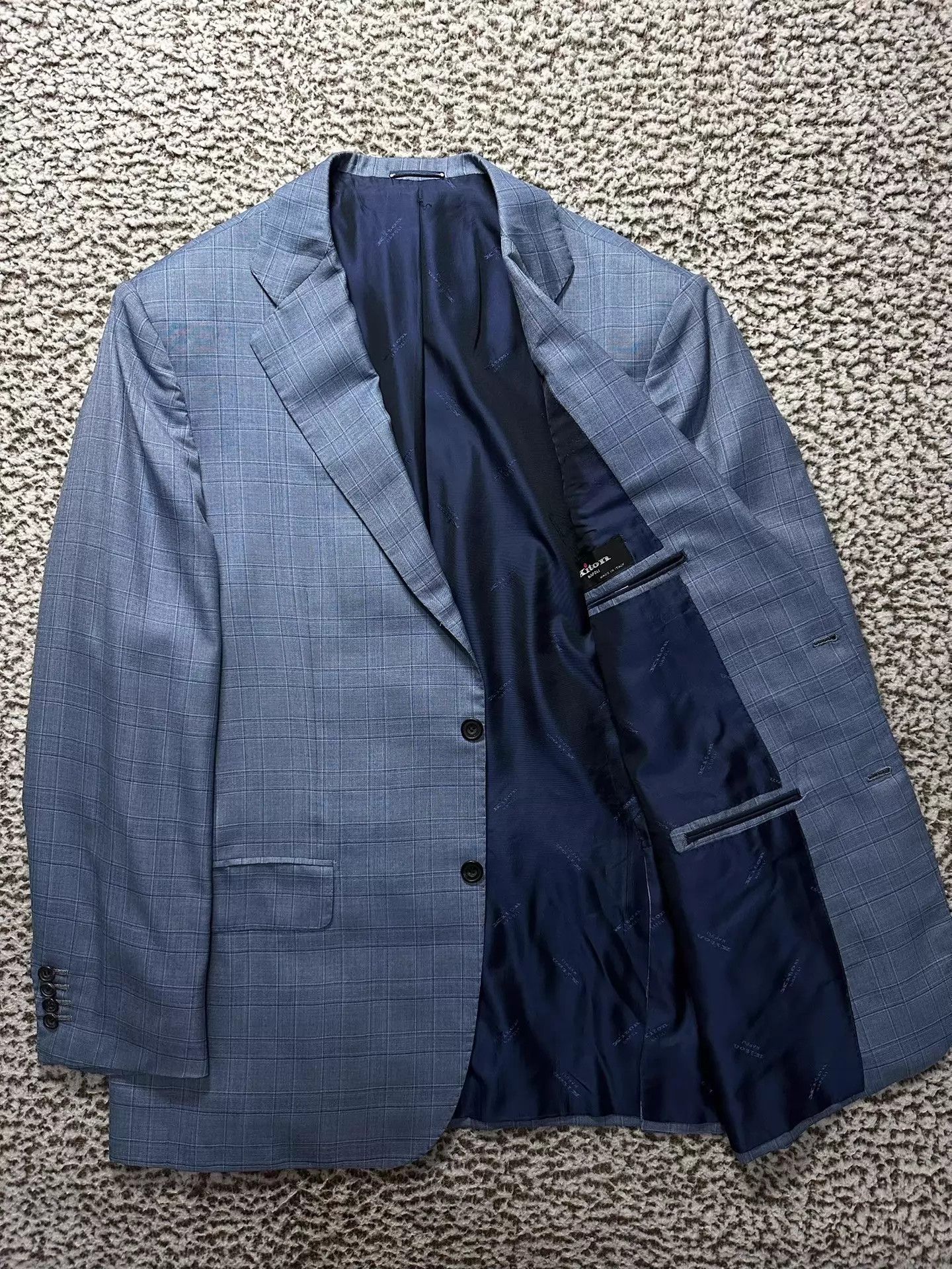 Kiton Kiton Light Mist Blue PW Check Cashmere/Silk Blazer Size 54R - 1 Thumbnail