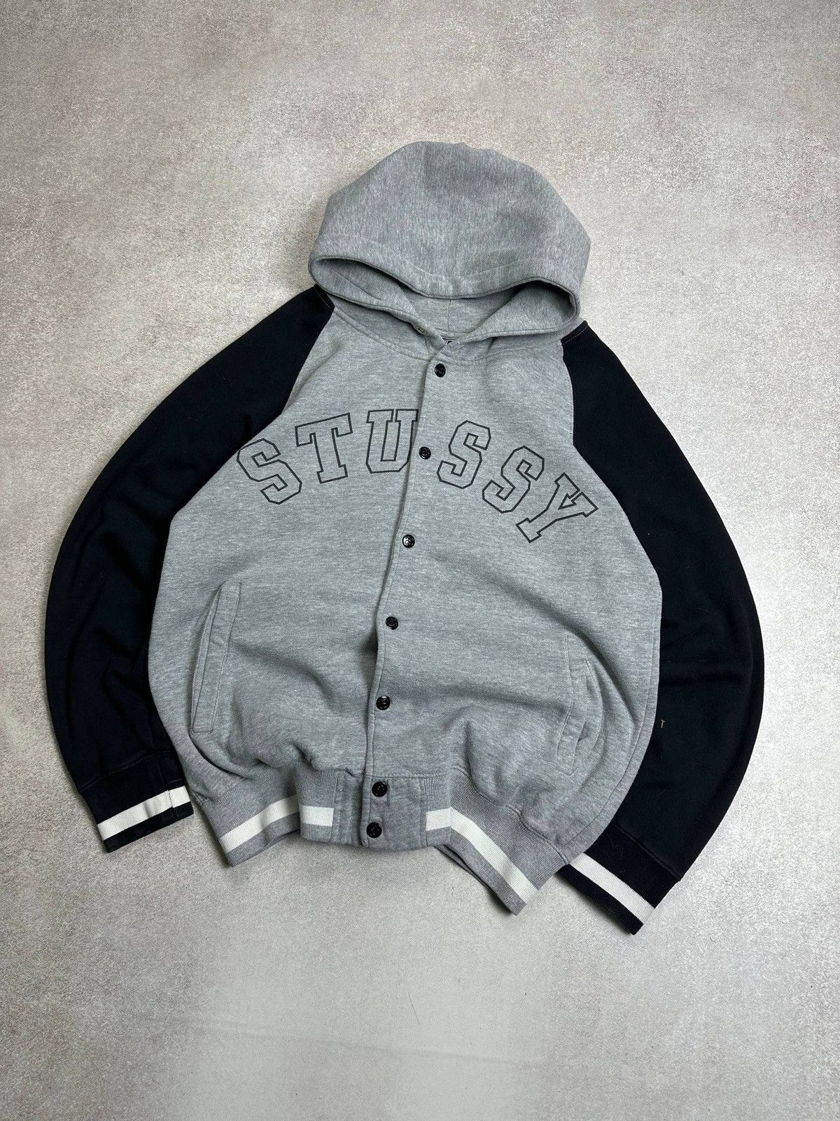 Stussy Vintage Stussy Spellout Hooded Boxy Cotton Bomber Jacket M Size US M / EU 48-50 / 2 - 2 Thumbnail
