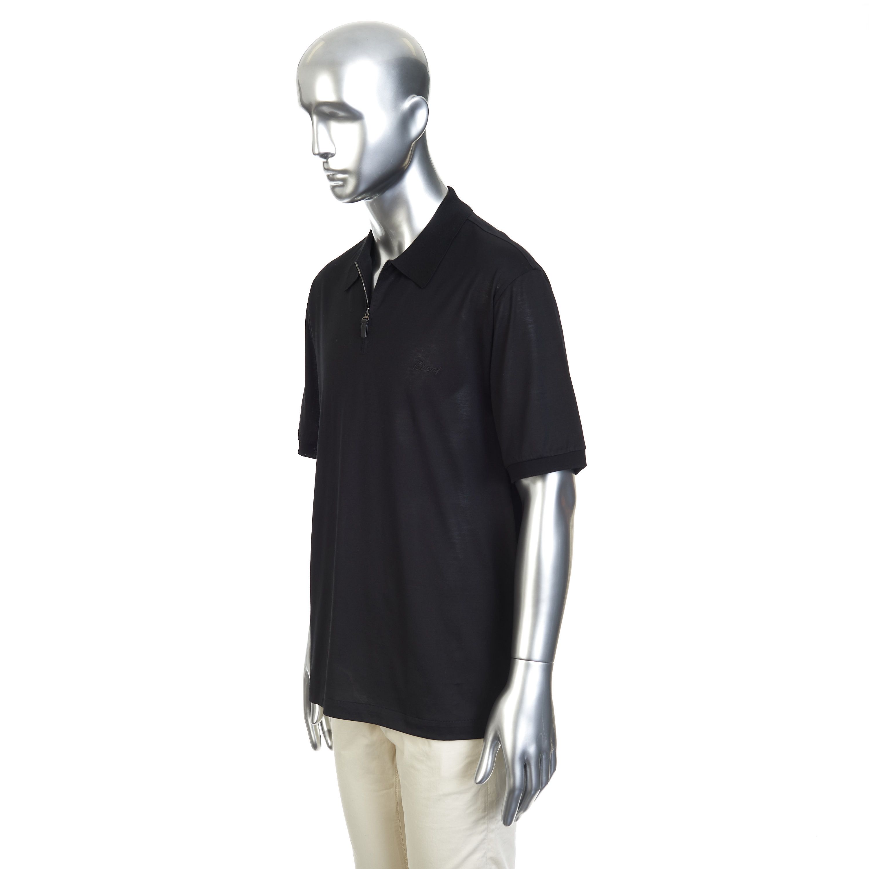 Brioni Zip Polo Shirt In Black Cotton 3XL Size US XXL / EU 58 / 5 - 3 Thumbnail