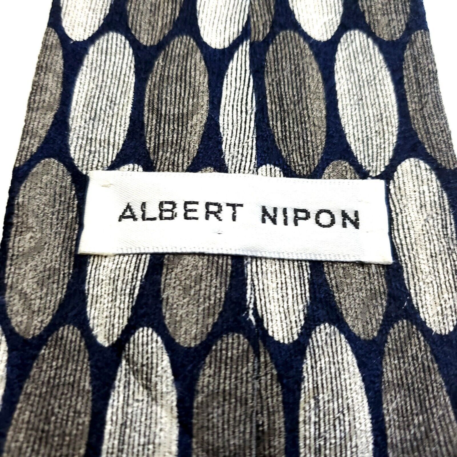 Albert Nipon Albert Nipon Gray Blue Beige Geometric Wide Abstract Silk Ti Size ONE SIZE - 3 Thumbnail