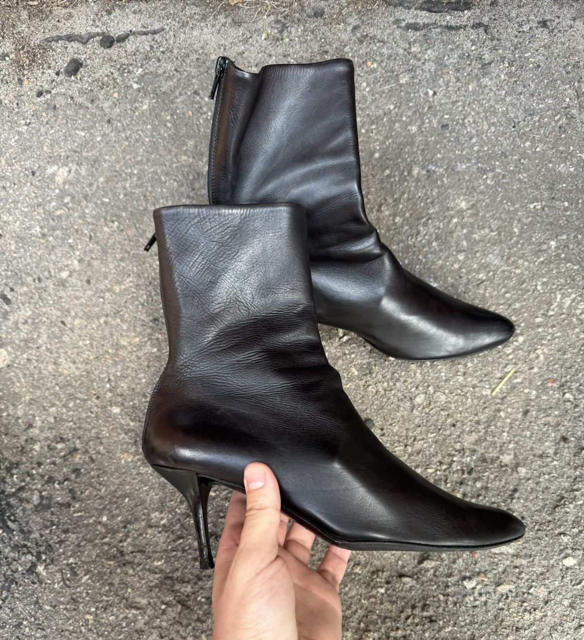 Helmut Lang Helmut Lang women leather high heel boots 39 size black Size US 9 / IT 39 - 3 Thumbnail