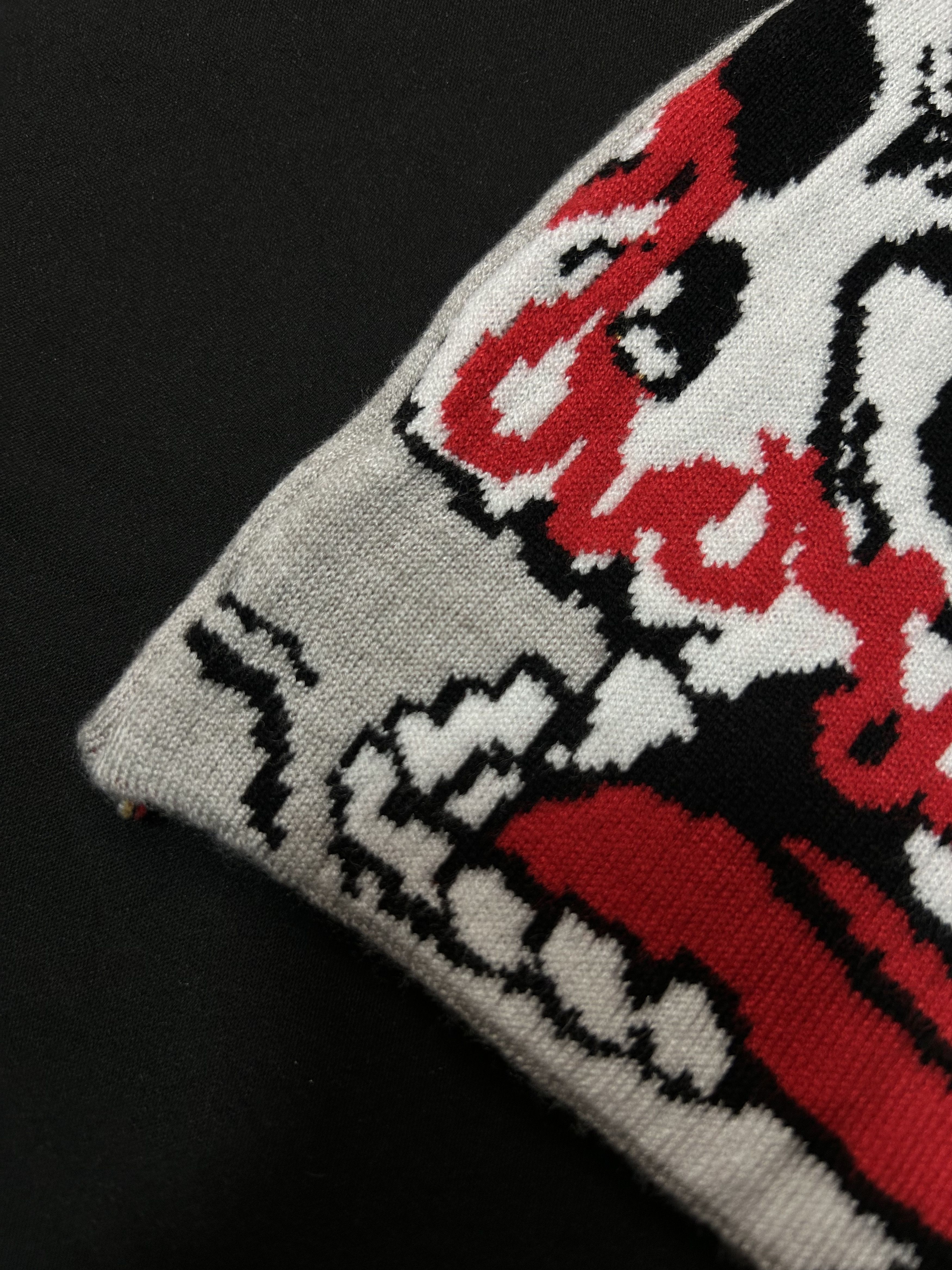 Japanese Brand Deadstock Glo Skull Graphic No Cuff Knit Gray Beanie Hats OS Size ONE SIZE - 3 Thumbnail