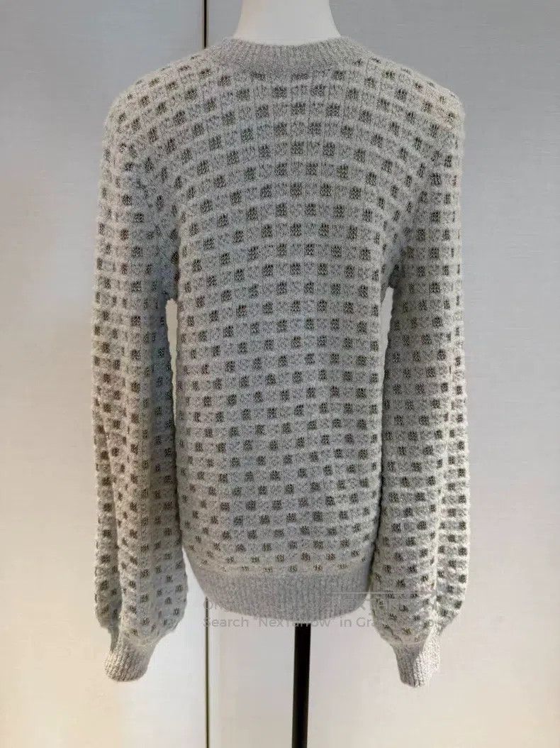 Chanel Chanel 17A beige mixed gold silk checkered knit sweater Size XS / US 0-2 / IT 36-38 - 2 Thumbnail