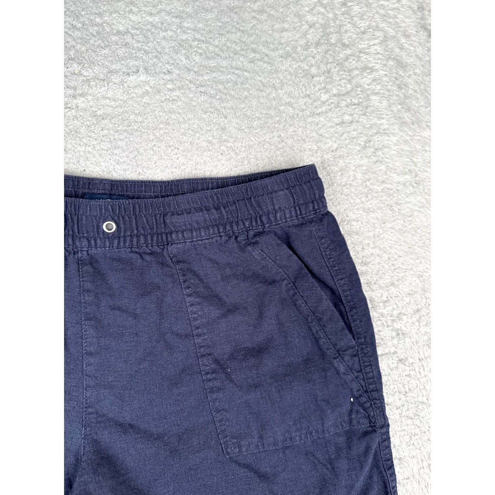 Nautica Nautica Shorts Womens Large Blue Linen Blend Chino Elastic Waist Casual Summer Size 36" / US 14 / IT 50 - 5 Thumbnail