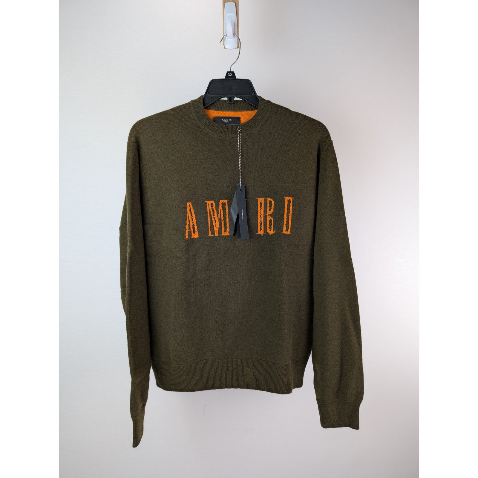 Amiri o1rshd1 Cut away Logo Crewneck Sweatshirt Military/Nastrium Size US M / EU 48-50 / 2 - 2 Thumbnail