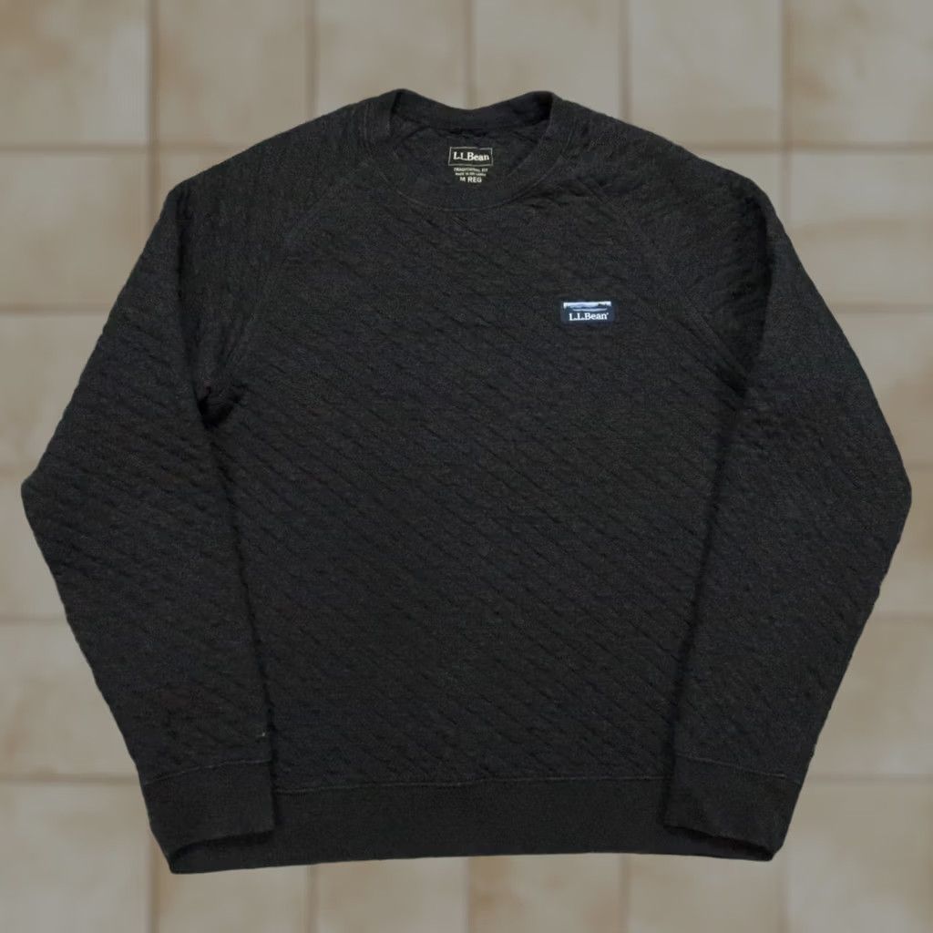 Vintage VINTAGE LL Bean Pullover Mens M Charcoal Gray Quilted Sweatshirt Pullover Crew Size US M / EU 48-50 / 2 - 1 Thumbnail
