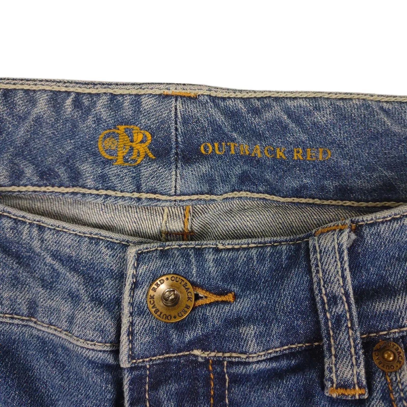 Vintage Y2K OUTBACK RED Jeans Stretch Distressed Taper Leg Low Rise Size 28" / US 6 / IT 42 - 3 Thumbnail