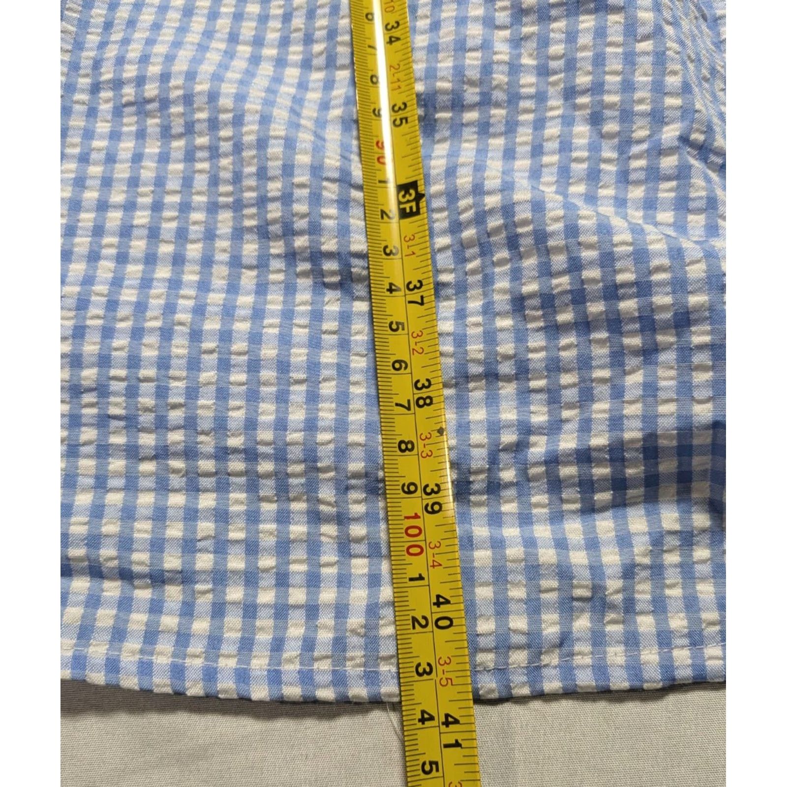 Vintage MLLE GABRIELLE Blue White Gingham Dress - Women Medium Pullover NEW Midi Sundress Short Puff Sleeve Scoop Neck Womens Size M / US 6-8 / IT 42-44 - 7 Thumbnail