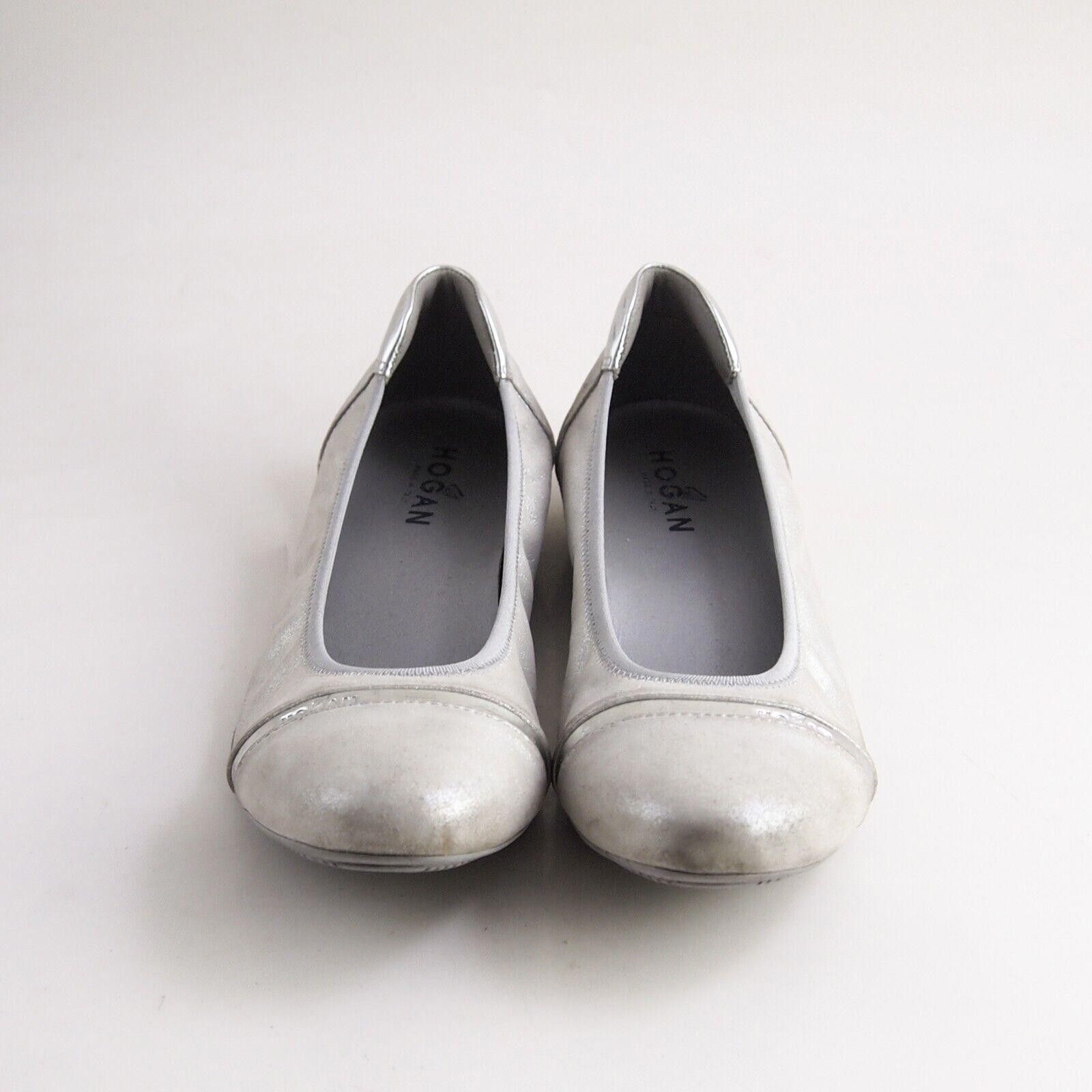 Hogan Hogan Ballet Flats Silver Gray Leather Suede EU 38.5 US 8.5 Size US 8.5 / IT 38.5 - 5 Thumbnail