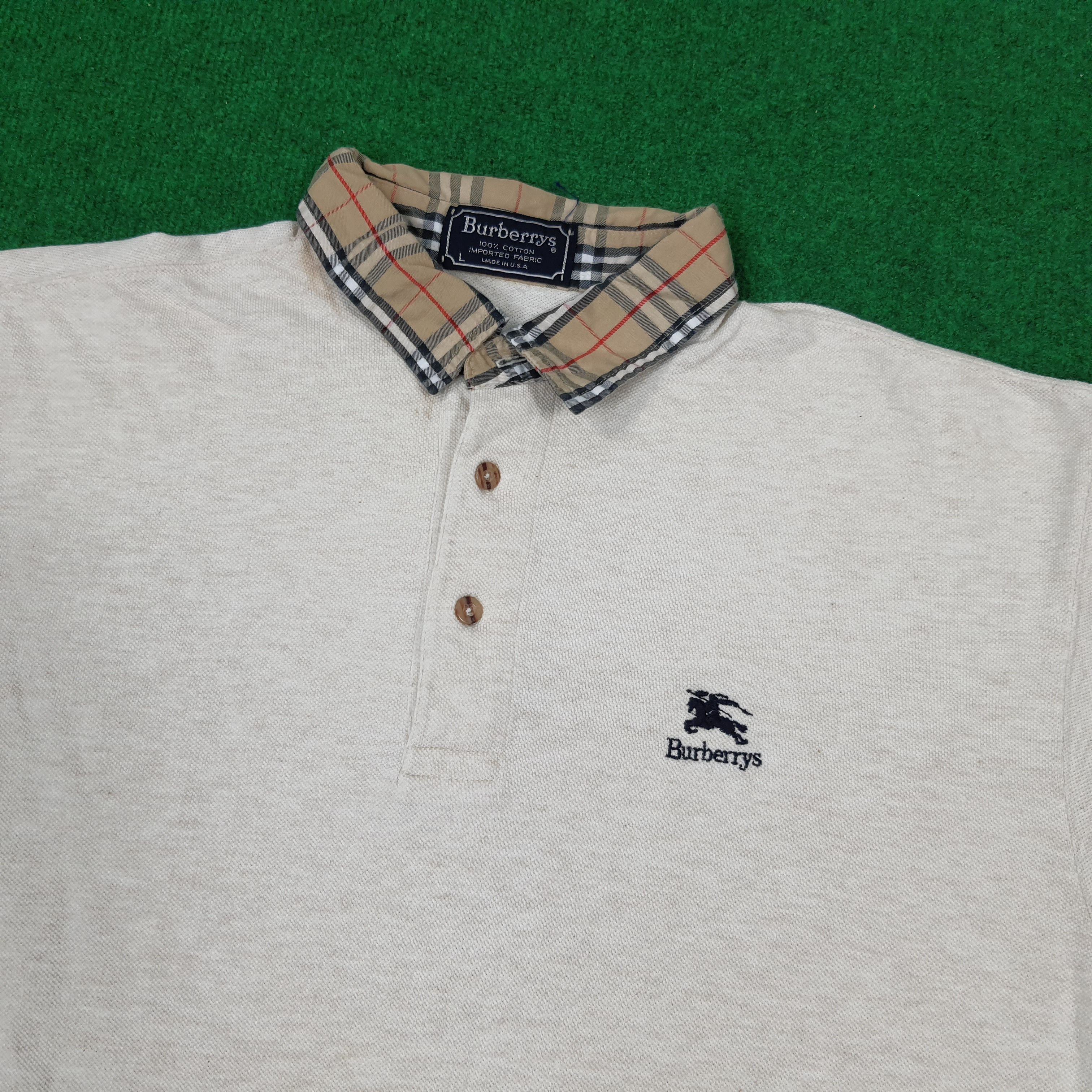 Burberry × Vintage Vintage Burberry Nova Check Designer Polo Shirt C219N74 Size US L / EU 52-54 / 3 - 2 Thumbnail