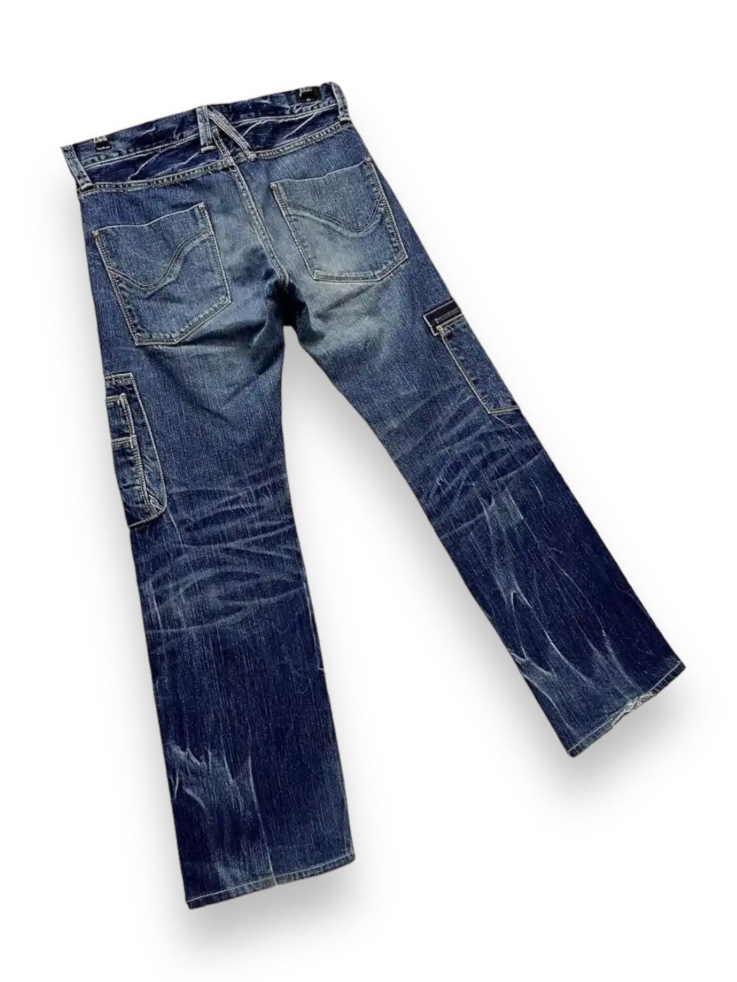 Japan Blue 🔥RARE🇯🇵MADE IN JAPAN BLUEWAY Punk Distressed Denim Cargo Size US 30 / EU 46 - 8 Thumbnail