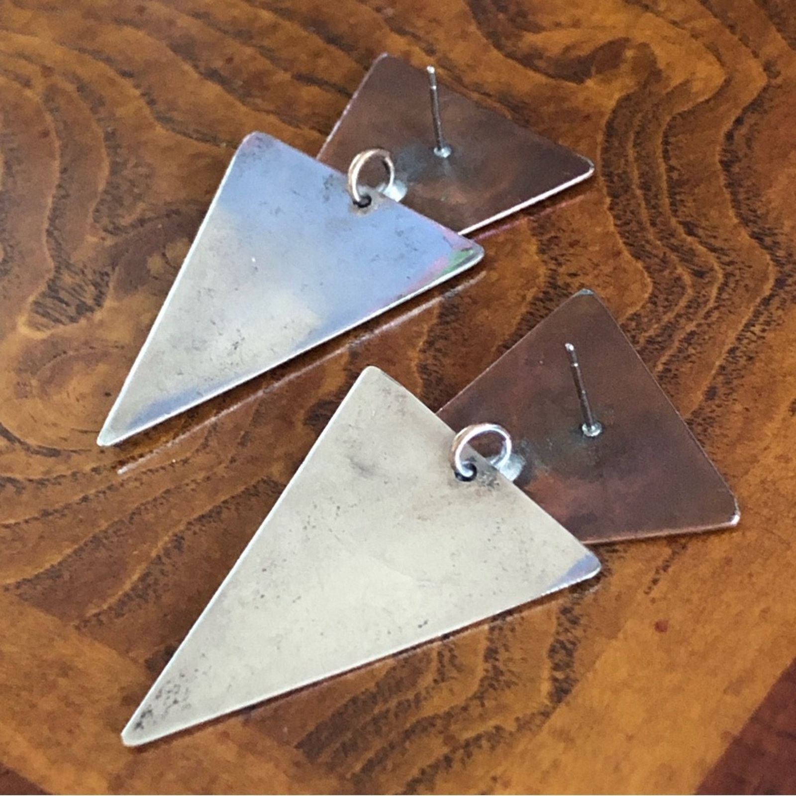 Vintage Vintage hand crafted artist copper and sterling earrings Size ONE SIZE - 8 Thumbnail