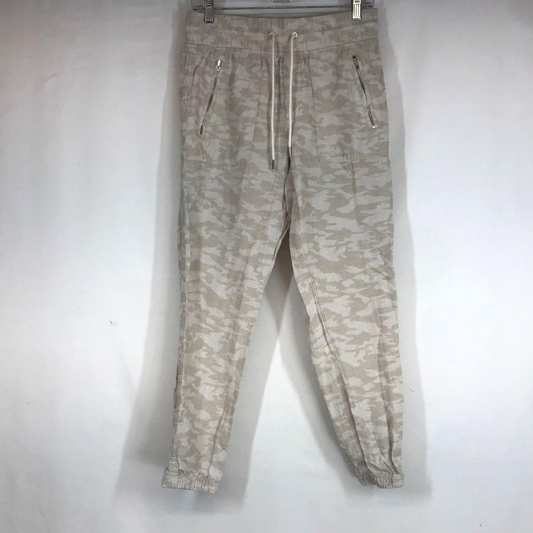 Athleta Athleta Cabo Tide Linen Jogger Pants Tan Beige Camo Size 4 Zip Pocket Relaxed Womens Size 27" / US 4 / IT 40 - 2 Thumbnail