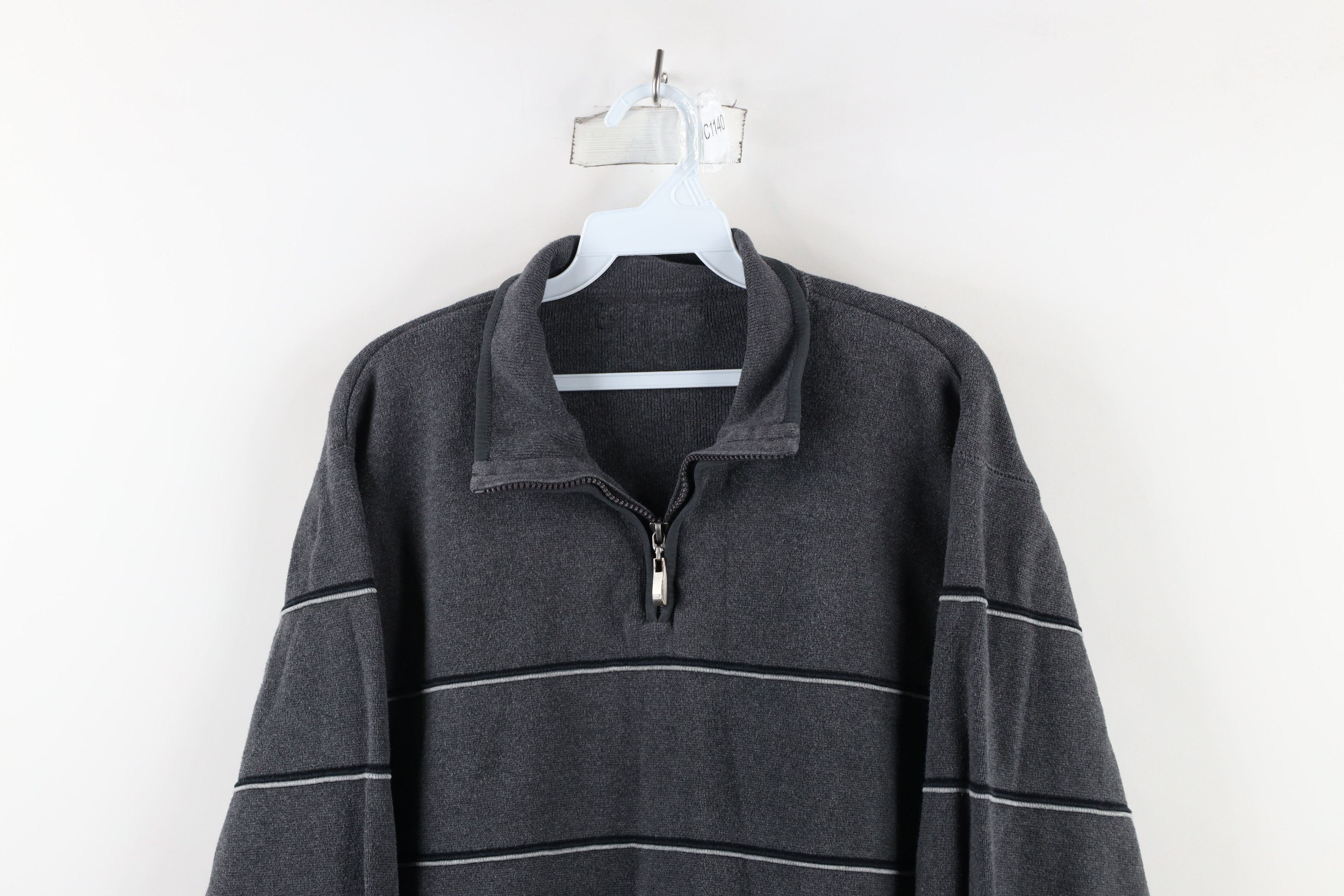 Vintage Vintage 90s Streetwear Striped Heavyweight Half Zip Sweater Size US L / EU 52-54 / 3 - 2 Thumbnail