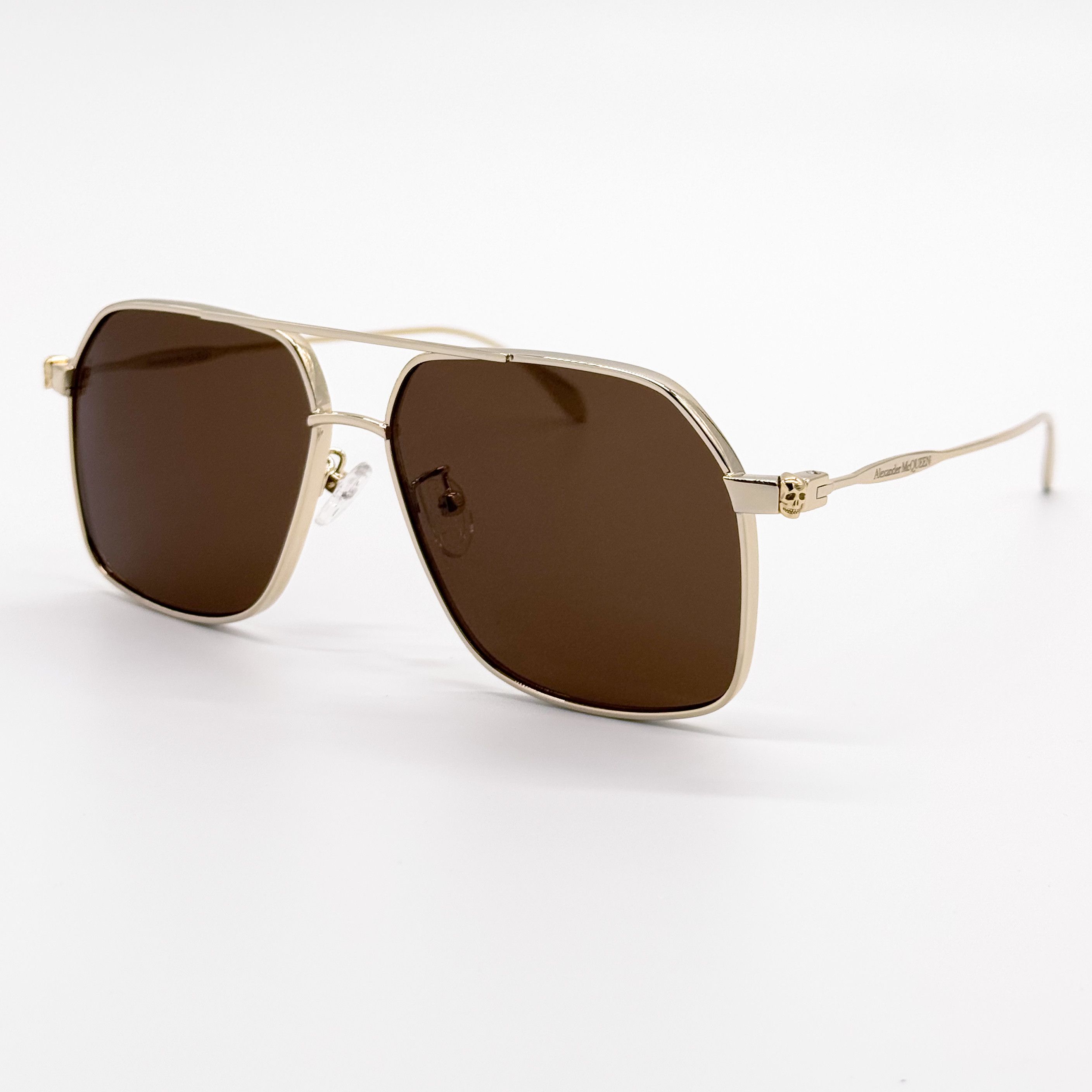 Alexander McQueen NEW ALEXANDER MCQUEEN AM0372S 002 PILOT GOLD SUNGLASSES Size ONE SIZE - 2 Thumbnail