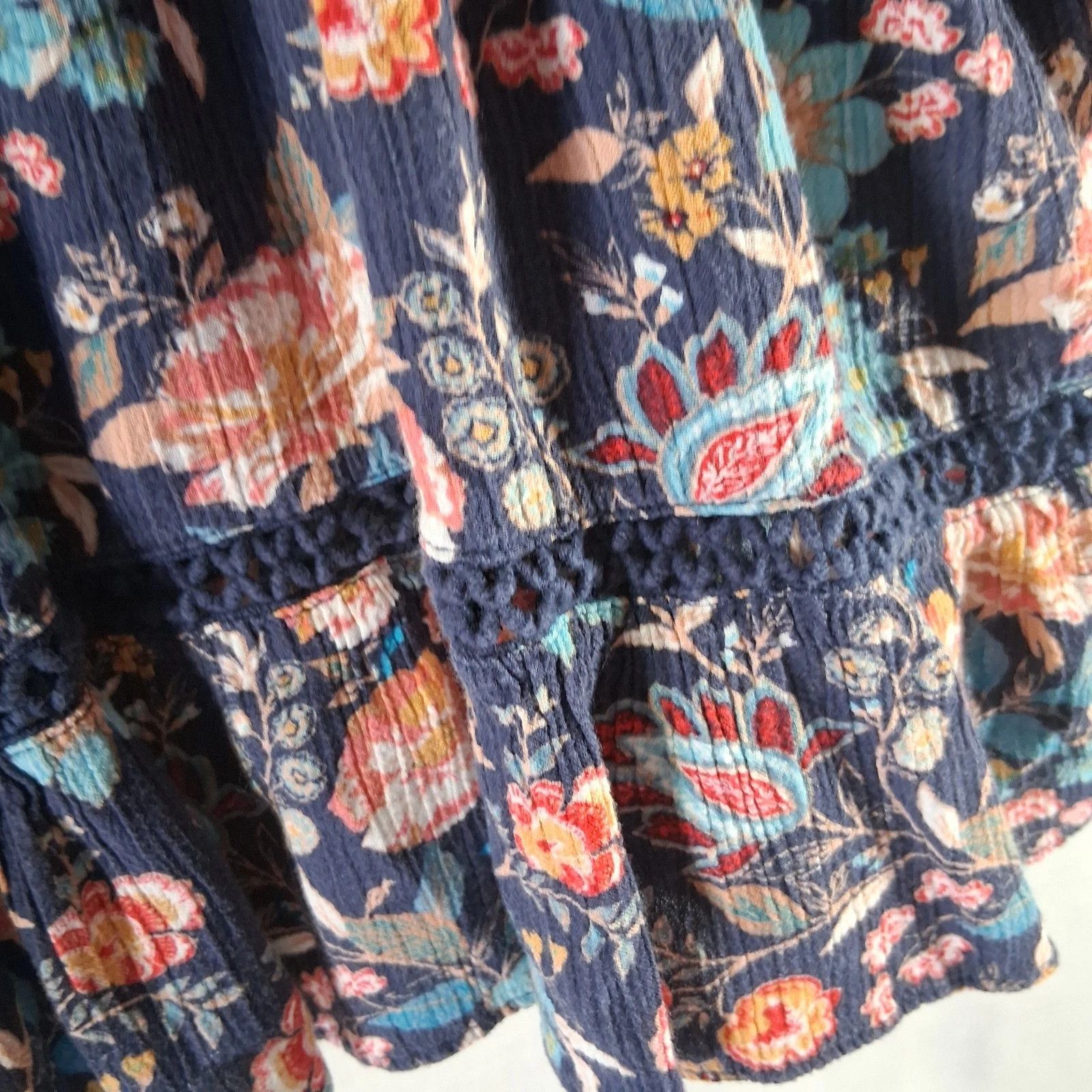 Other John Paul Richard 3X Boho Floral Rayon Blue Crochet Lace Size 3XL / US 20-22 - 2 Thumbnail