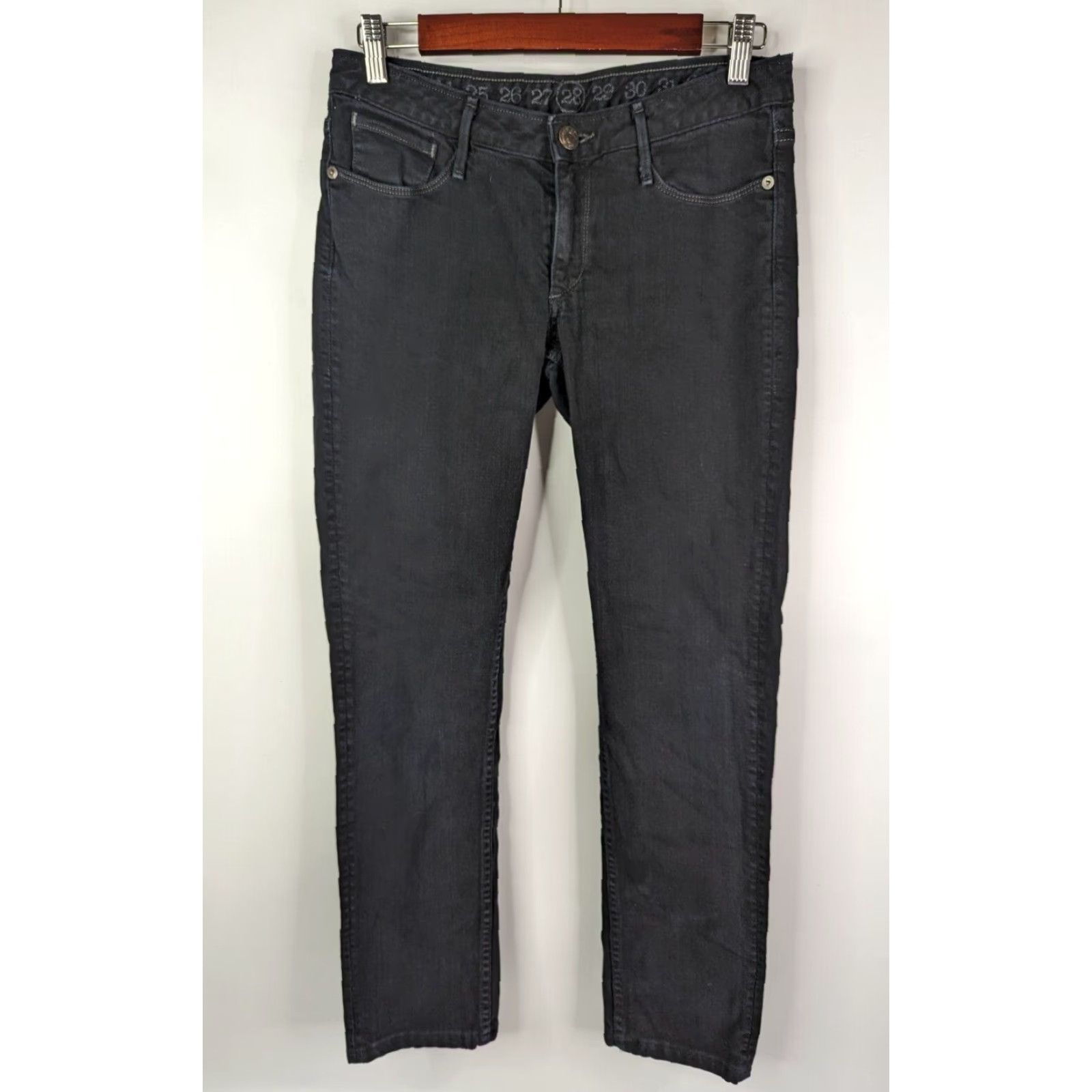 Vintage VINTAGE EARNEST SEWN Women's Jeans Size 28 Black Denim Low Rise Straight USA Size 28" / US 6 / IT 42 - 2 Thumbnail