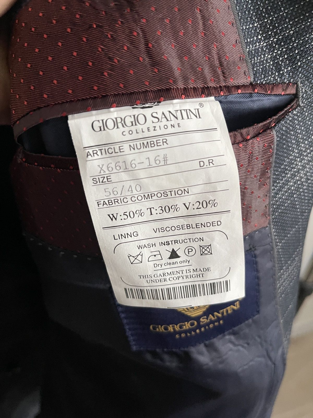 Vintage Double-breasted jacket dark blue giorgio santini collezione Size 46R - 7 Thumbnail